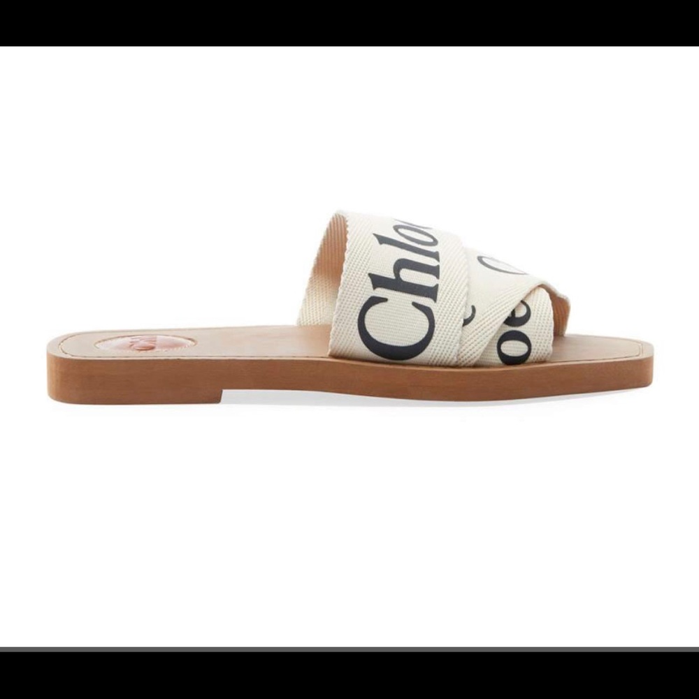 SOLD 🎉 Chloe Woody Ribbon Logo flat sandals